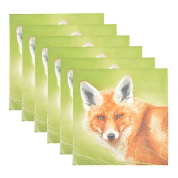 6x 20pc Esschert Design Tissue Paper Napkins Fox Serviette 3-Ply Large 33cm