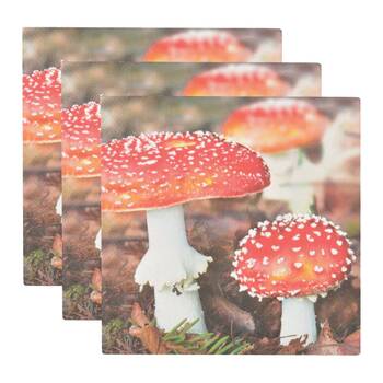 3x 20pc Esschert Design Paper Napkins Toadstool & Leaves Serviette 3ply Large