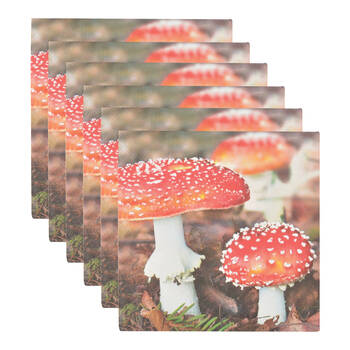 6x 20pc Esschert Design Paper Napkins Toadstool & Leaves Serviette 3ply Large