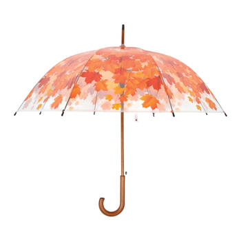 Esschert Design Umbrella Autumn Leaf w/ Wood Handle Orange