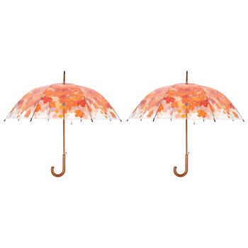 2PK Esschert Design Umbrella Autumn Leaf w/ Wood Handle Orange