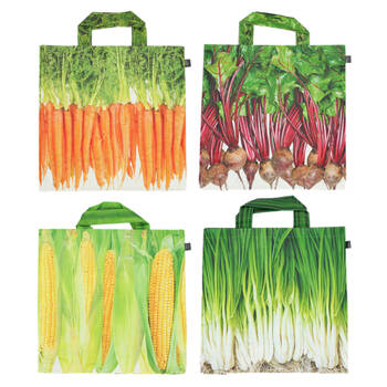 4pc Esschert Design Shopping Tote Bag Vegetables Woven Fabric Large 49cm