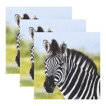 3x  20pc Esschert Design 3-Ply Tissue Paper Zebra Napkin Large 33cm