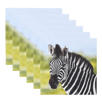 6x 20pc Esschert Design 3-Ply Tissue Paper Zebra Napkin Large 33cm