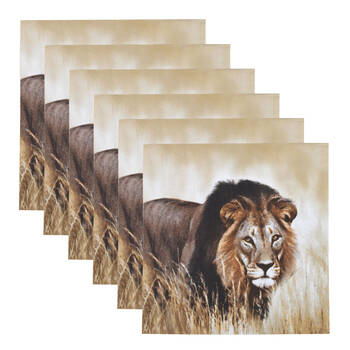 6x 20pc Esschert Design 3-Ply Tissue Paper Lion Napkin Large 33cm