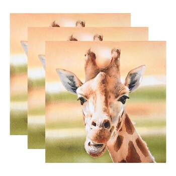 3x  20pc Esschert Design 3-Ply Tissue Paper Giraffe Napkin Large 33cm