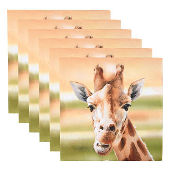 6x 20pc Esschert Design 3-Ply Tissue Paper Giraffe Napkin Large 33cm