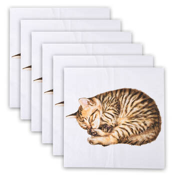 6x 20pc Esschert Design 3-Ply Tissue Paper Cat Napkin Large 33cm