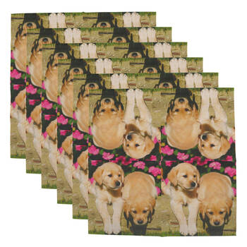 6x 20pc Esschert Design 3-Ply Tissue Paper Napkin Puppies Large 33cm