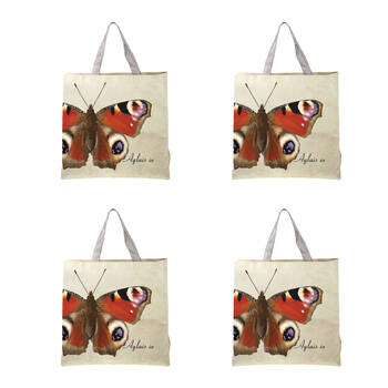 4PK Esschert Design Shopping Tote Bag Butterflies Woven Fabric Large 40.5cm