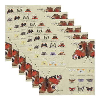 6x 20pc Esschert Design Butterfly Collection Paper Napkin Serviette Large 33cm