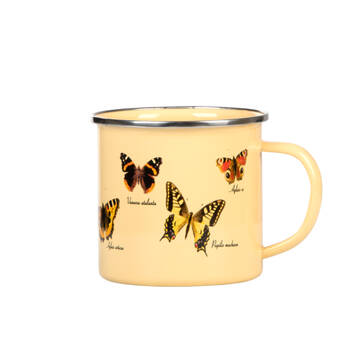 Esschert Design Enamel Mug Butterflies Coffee/Tea Drink Cup 0.5L Yellow
