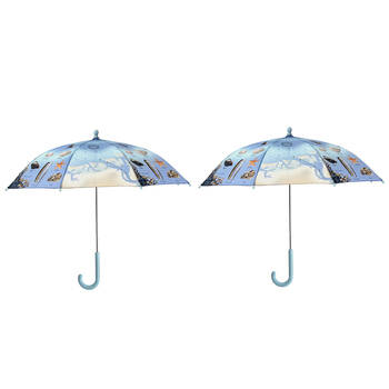 2PK Esschert Design Seaside Children's Umbrella Shade 71cm Blue