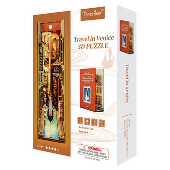 127pc Tonecheer Travel In Venice 3D Puzzle 24.5cm DIY Book Nook Kit 15y+