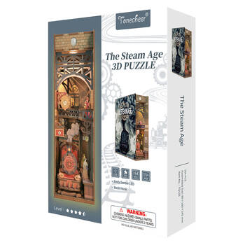 164pc Tonecheer Steam Age 3D Puzzle 24.5cm DIY Dollhouse Book Nook Kit 15y+