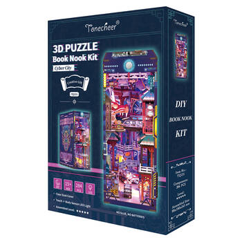 284pc Tonecheer Cyber City 3D Puzzle 245mm DIY Dollhouse Book Nook Kit 15y+