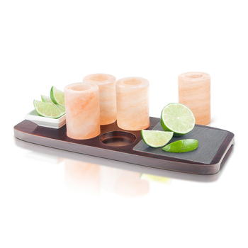 7pc Final Touch Tequila Serving Shot Glass with Wooden Serving Board