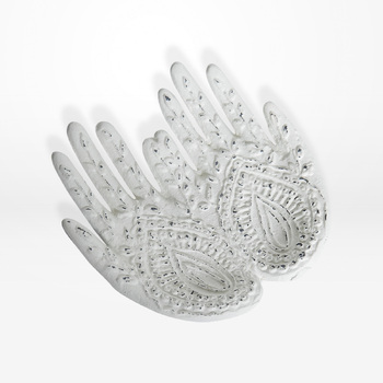 DWBH Buddha Giving Hands Metal Trinket Tray Mehndi 4x16x17cm