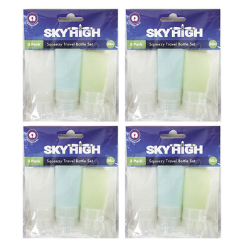 12pc Sky High Travel Squeezy Bottle Set Assorted Colours