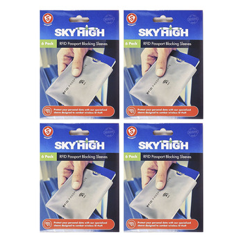 4PK Sky High Travel Rfid Portective Passport Sleeve Grey
