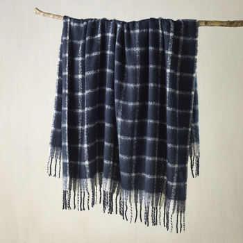 Bianca Maldon King Size Faux Mohair Throw Rug - Indigo