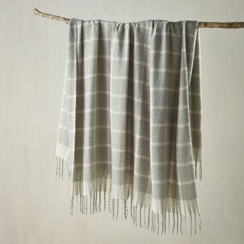 Bianca Maldon King Size Faux Mohair Throw Rug - Silver