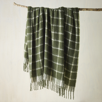 Bianca Maldon King Size Faux Mohair Throw Rug - Forest Green