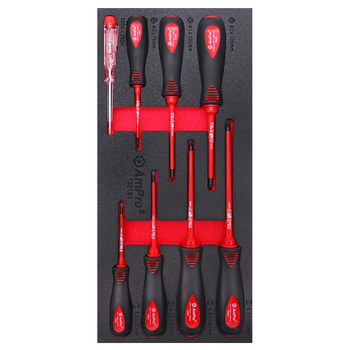 8pc Ampro Insulated Electrical Screwdrivers w/Circut Tester Set TS42193