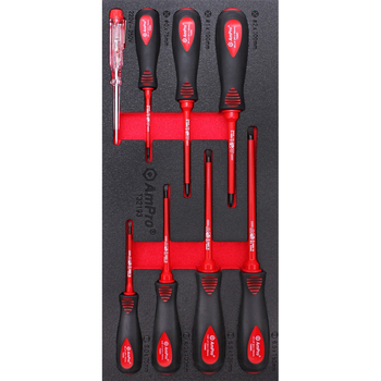 8pc Ampro Insulated Electrical Screwdrivers w/Circut Tester Set TS42193
