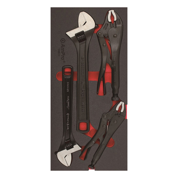 4pc Ampro Adjustable Wrenches and Locking Pliers Set TS49822