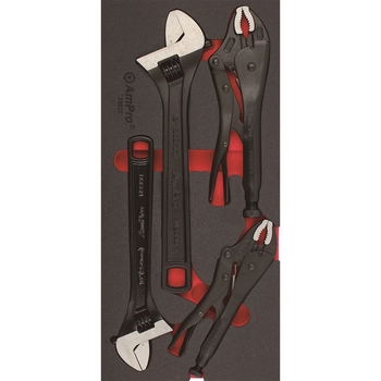 4pc Ampro Adjustable Wrenches and Locking Pliers Set TS49822