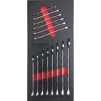 14pc Ampro 6-19mm Combination Wrench Tool Set TS50200