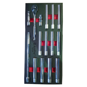 15pc Ampro 3/8" Drive Metric Extra Long Deep Socket Set TS55290