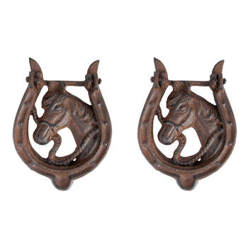 2PK Esschert Design Horseshoe Front Door Knocker Indoor Outdoor Decor Brown