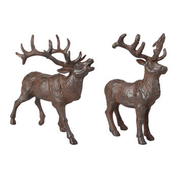 2pc Esschert Design Cast Iron Deer Ornament Indoor Outdoor Display Brown