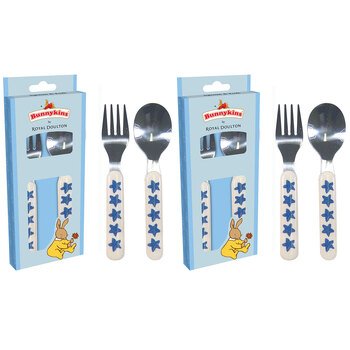 2PK 2pc Bunnykins Spoon & Fork Set 18m+ Shining Stars - Blue