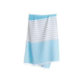 Towel To Go 100% Turkish Cotton Bali Hammam Beach Towel 180cm Turquoise/Grey