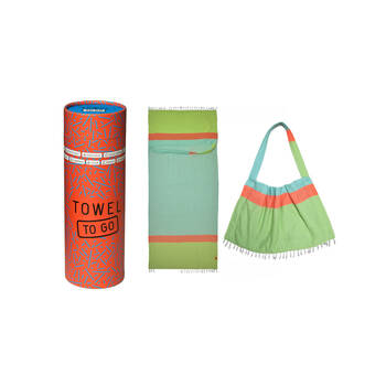 Towel To Go Cotton Neon Convertible Carry Bag Beach Towel Combo 180cm Green