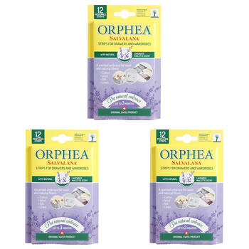 3x 12pc Orphea Clothes Protector Lavender Scented Strips Drawers/Closets