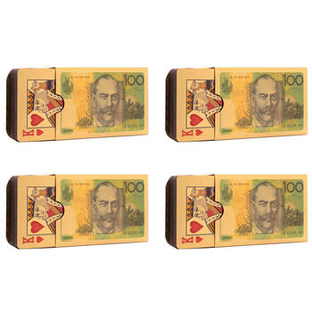 4x 54pc AU Dollars 24K Gold Plated Poker Playing Cards Tabletop Deck Game
