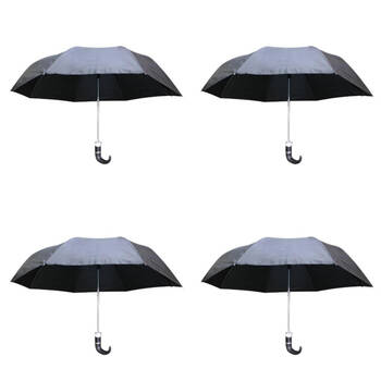 4PK Manual Folding J Style Umbrella Sleek & Modern Design Compact Size Black