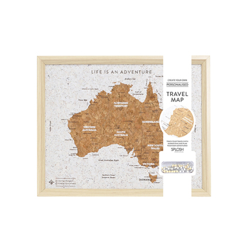 Travel Board 27x22cm Desk Australia Map Framed Canvas