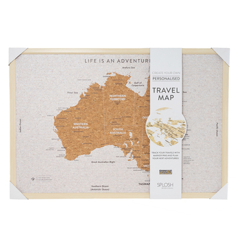 Travel Board 99x70cm Large Australia Map Framed Canvas
