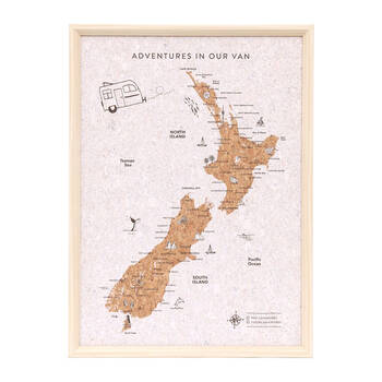 Splosh Caravan New Zealand Desk Map Travel Guide 38x28cm Home Decor