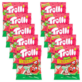 10PK Trolli Chewy Watermelon Flavoured Sweet and Sour Soft Lolly Slices 150g