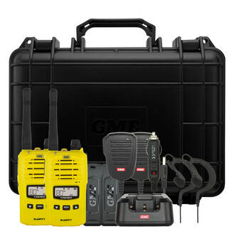 GME UHF CB 5 Watt Handheld 80 Channel Compact Radio Twin Pack Yellow