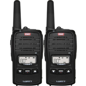 GME UHF CB 1 Watt Ultra Compact 80 Channel Handheld Radio Twin Pack Black