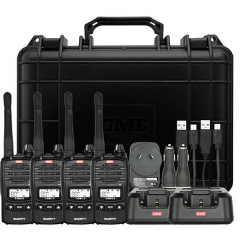GME UHF CB 2 Watt Ultra Compact 80 Channel Handheld Radio Quad Pack Black