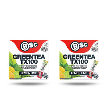 2PK BSc Green Tea TX100 Probiotic Antioxidant 60x 3g Sachets 180g Lemon Lime