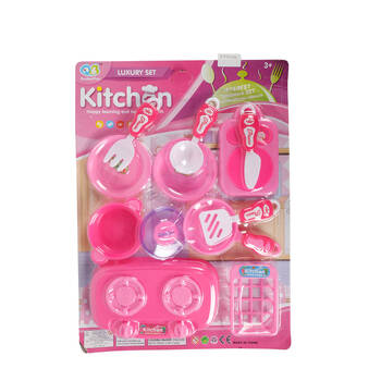 12pc Razoo Extra Large Pink Kitchenware Play Pretend Playset 42x31cm